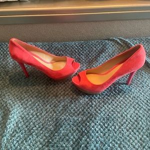 Size 6 1/2 pink suede Brian Atwood stilettos